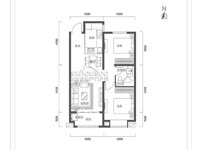 89㎡  兩室兩廳一衛